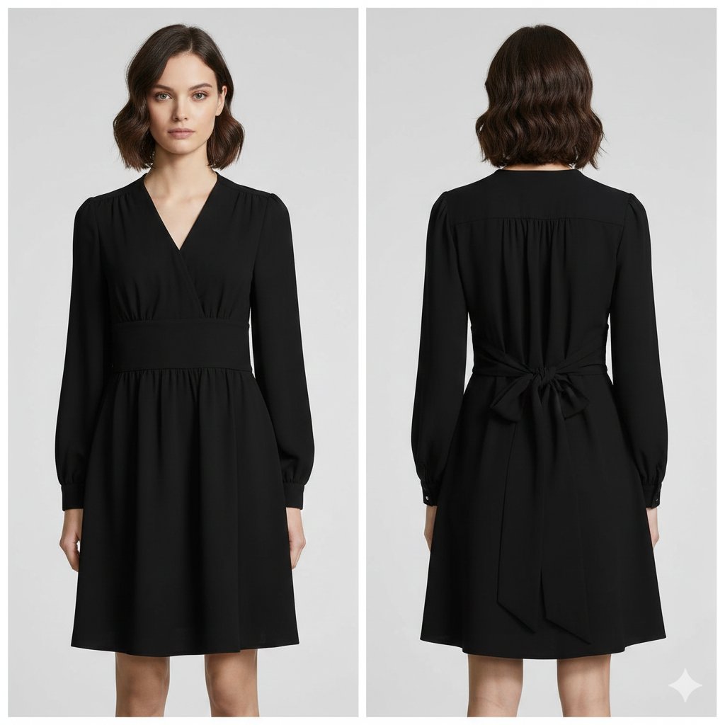 Nwt Kate Spade Black 8 Tie Waist Blaze A Trail Women's Long Sleeve Dress